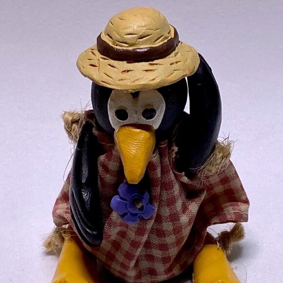Russ Berrie & Co. 13900 VTG Collectible Crow Bird Jointed Mini’s Wooden Sitters - Picture 5 of 11